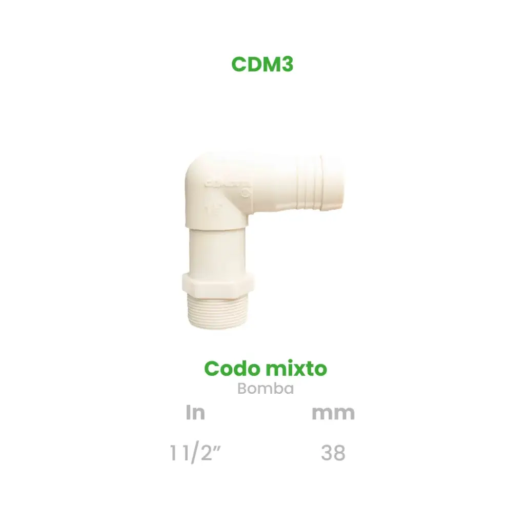 CODO MIXTO PARA BOMBA DE 1 1/2"