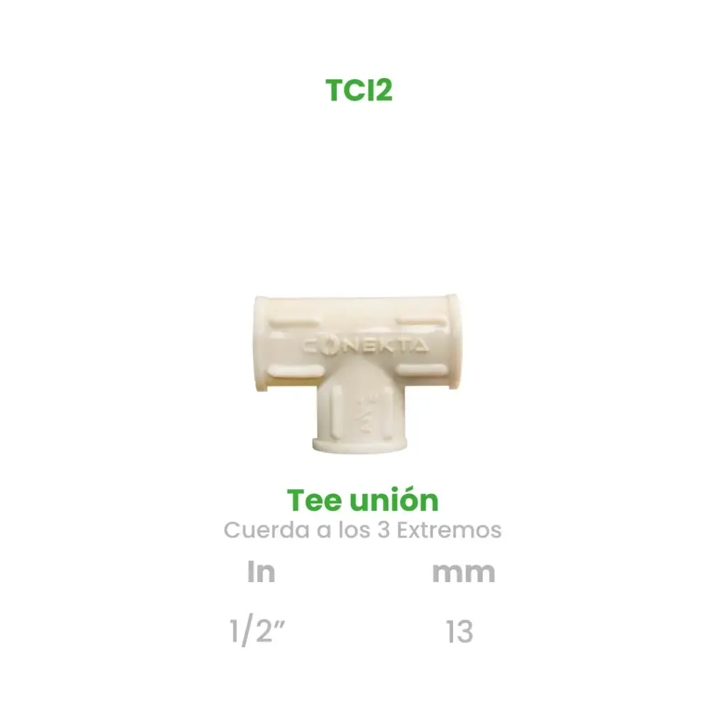 TEE UNION DE 1/2 CUERDA INTERIOR EN LOS 3 EXTREMOS