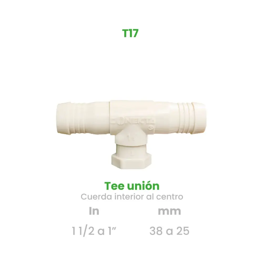 TEE UNION DE 1 1/2 A 1" CON CUERDA INTERIOR