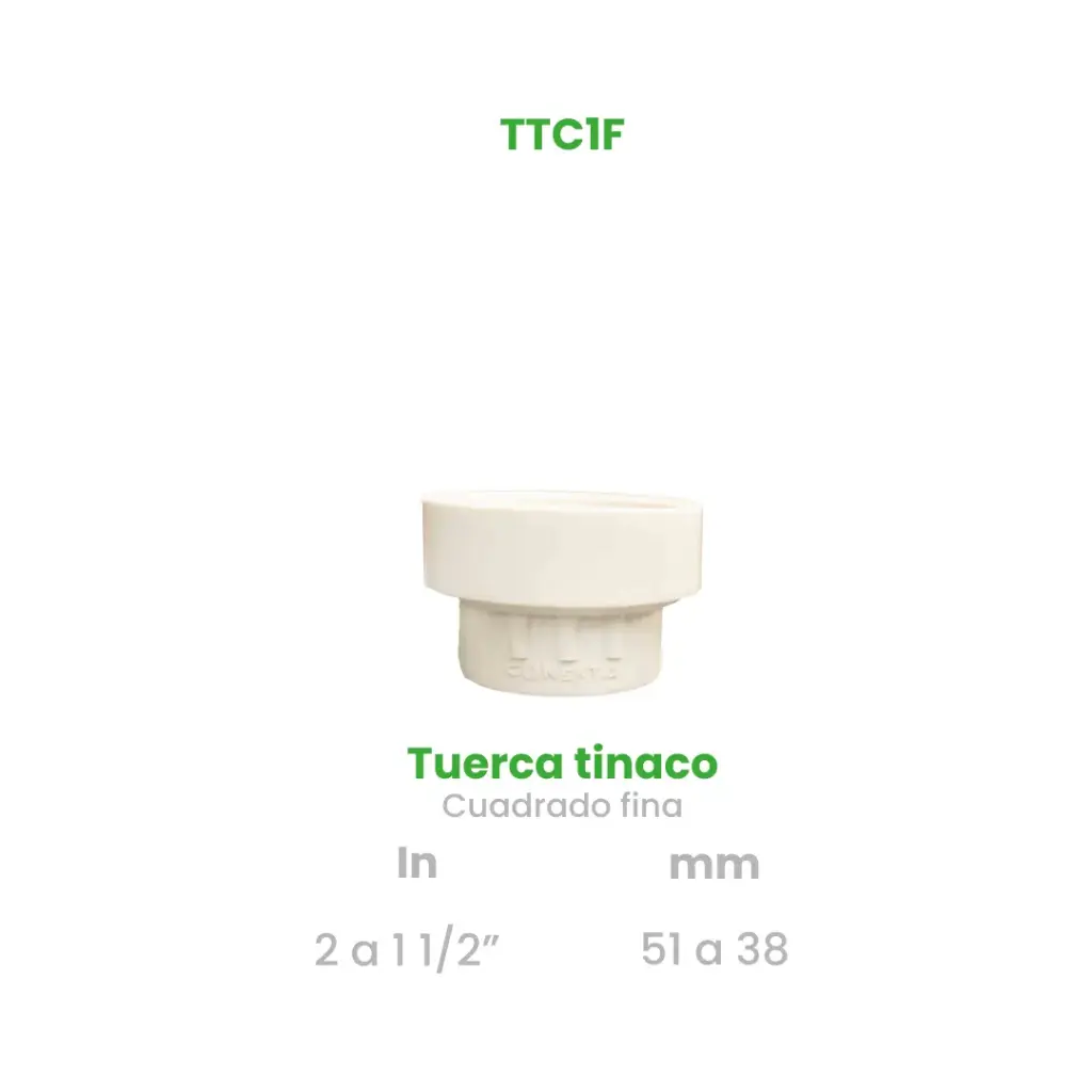 TUERCA PARA TINACO CUADRADO  DE 2 A 1  1/2" FINA