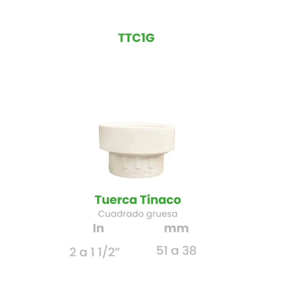 TUERCA PARA TINACO CUADRADO  DE 2 A 1  1/2" GRUESA