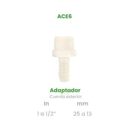 [ACE6] ADAPTADOR CUERDA EXTERIOR DE 1 A 1/2"