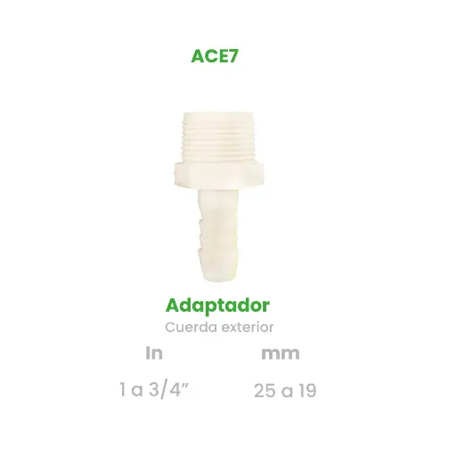 [ACE7] ADAPTADOR CUERDA EXTERIOR DE 1 A 3/4"