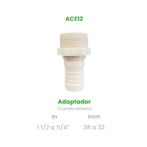 [ACE12] ADAPTADOR CUERDA EXTERIOR DE 1 1/2 A 1 1/4"
