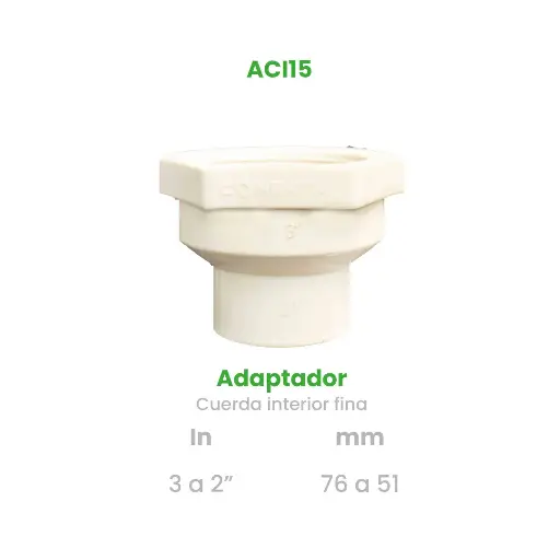 [ACI15] ADAPTADOR CUERDA INTERIOR DE 3 A 2" CUERDA FINA
