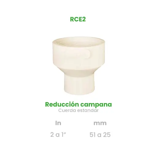 [RCE2] REDUCCION CAMPANA DE 2 A 1" CUERDA ESTANDAR