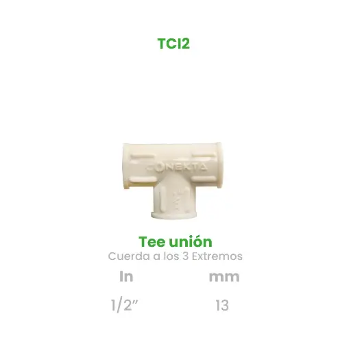 [TCI2] TEE UNION DE 1/2 CUERDA INTERIOR EN LOS 3 EXTREMOS