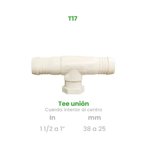 [T17] TEE UNION DE 1 1/2 A 1" CON CUERDA INTERIOR